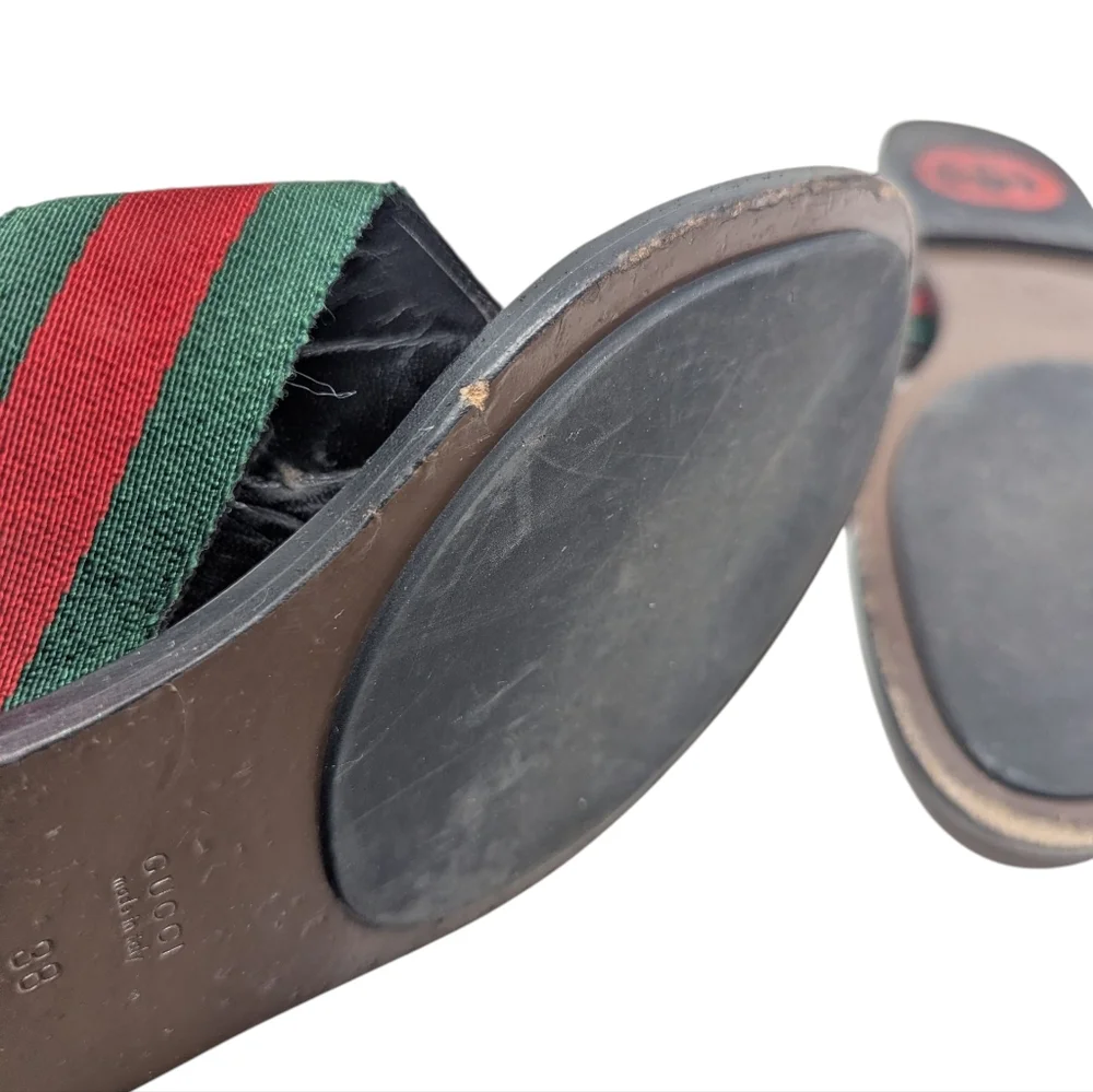 Gucci Kika Interlocking GG Red Green Thong Flip Flop Sandal Size EU 38 - Picture 10 of 16